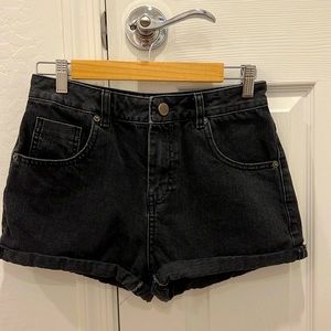 [ASOS PETITE] Denim Mom Shorts in Washed Black